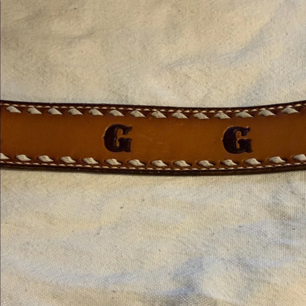 Vintage Solid Brass Award Designed Raccoons Buckle on Hand Tooled Leather Belt